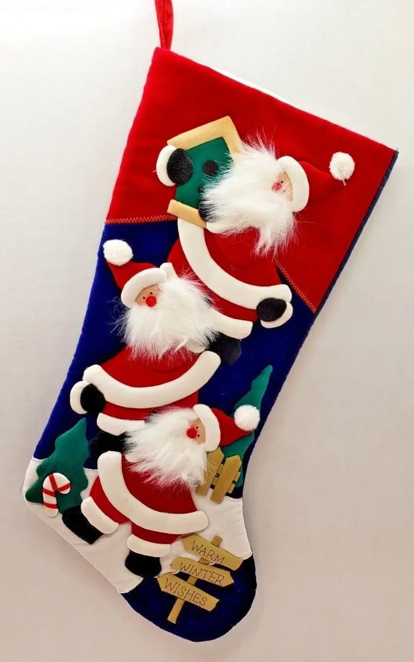 Christmas Stocking Foam Filled Padded Santa Claus Warm Winter Wishes 18